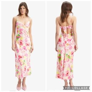 Bardot Malinda Satin Slip Dress Water Floral‎ Pink 8